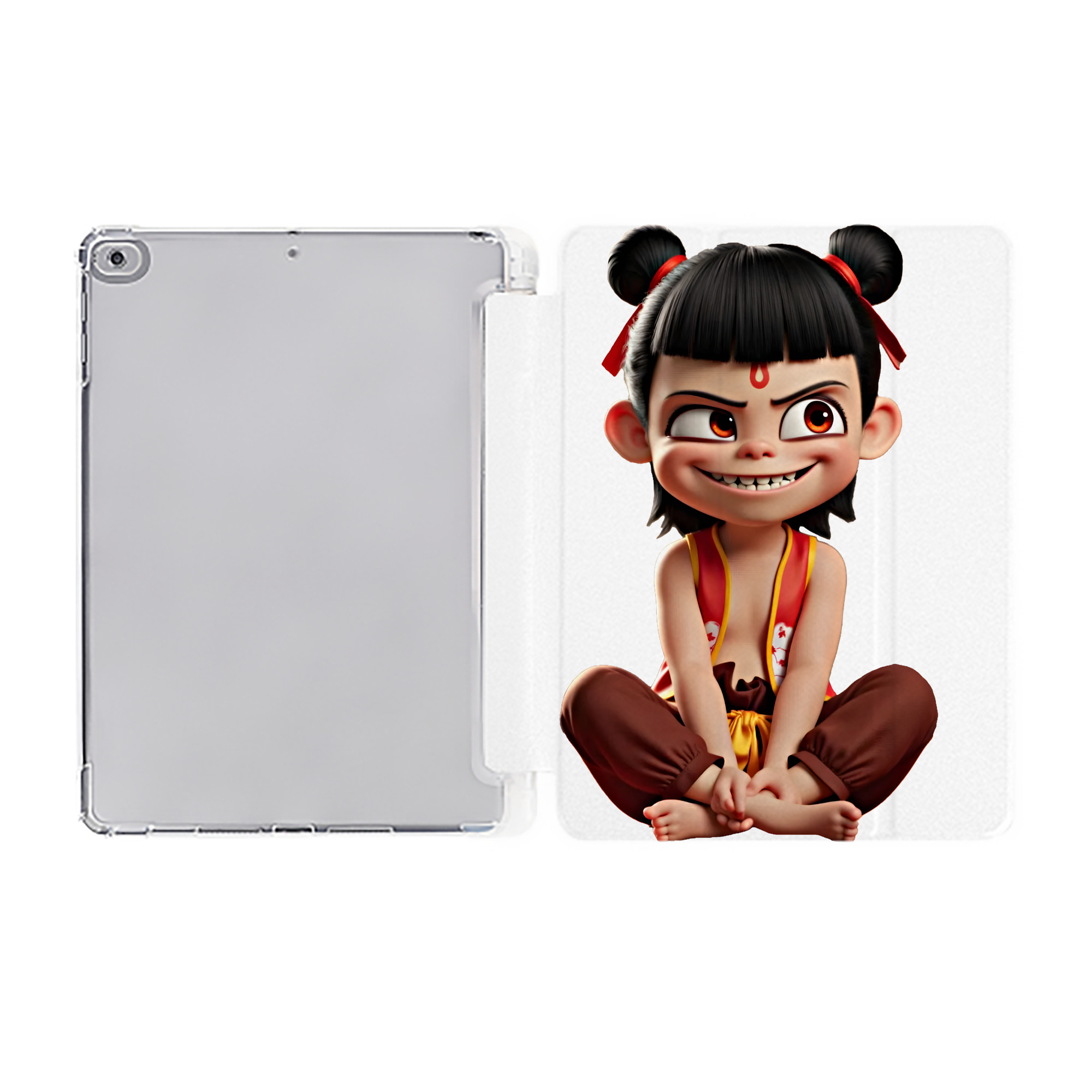 （画像用） Ne Zha 2 ナタ 魔童の大暴れ IPad ケース ペン収納付き 三つ折りスタンド PUレザー×シリコン 対応機種9.5/10.5/10.9インチ